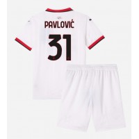 AC Milan Strahinja Pavlovic #31 Bortedraktsett Barn 2024-25 Kortermet (+ Korte bukser)